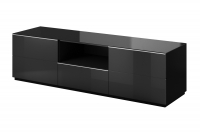 Komplet nábytku do obývacej izby Helio I - Čierny / Čierne sklo TV komoda