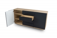 Zostava nábytku do obývačky Loftia 6 - artisan/Čierny mat Dvojdverová komoda so 4 zásuvkami Loftia