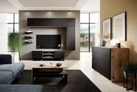 Komplet nábytku do obývacího pokoje Loftia 1 - artisan/Černý mat - skladem!