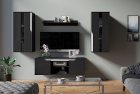 Komplet nábytkudo obývačky Lusso VII - Čierny + Biely lesk pojemny Komplet