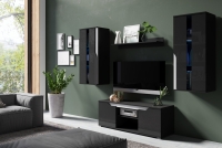 Komplet nábytkudo obývačky Lusso VII - Čierny + Biely lesk