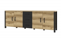 Set de mobilier de sufragerie Olin - Stejar mare natural / Negru široká Comoda do obývacího pokoje