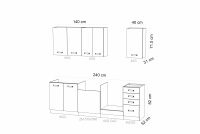 Komplet nábytku kuchynského Elko 240cm z miejscem na zmywarke - Biely Komplet nábytku kuchynského Elko 240cm z miejscem na zmywarke - Biely