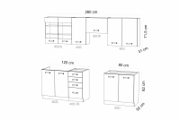 Kuchynská linka Elko 260cm z miejscem pod rúru - biely Komplet nábytku kuchynského Elko 260cm z miejscem pod rúru - Biely