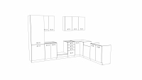 Komplet nábytku kuchennych Elko 310x230cm - Bílý  Komplet nábytku kuchennych Elko 310x230cm - zestawienie bryl