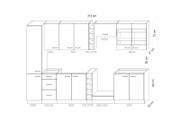 Kuchyňa Emirel - Zostava 3,15 m - Kuchynská linka Komplet nábytku kuchynského Emirel 315cm - Čierny mat / Dub artisan