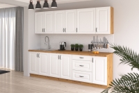Kuchyně Estella 2,6m - Komplet nábytku Kuchyňských v skandinávském stylu Komplet nábytku kuchennych Estella 260cm - Dub artisan / Bílý mat