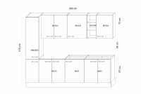 Kuchyňa Leonardi - Zostava 2,6 m - Kuchynská linka Komplet nábytku kuchynského Leonardi 260cm - jodelka / Antracytová