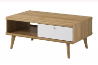 Komplet nábytku do obývacího pokoje Promi - Bílý mat / Dub riviera konferenční stolek Dub artisan