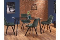 Komplet stôl Trax - dymová / Čierny + 4 Stôličky čalouněné K332 - tmavo zelená  Komplet stôl Trax 