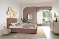 Komplet závěsných nočních stolků Verica 2 ks - dub piškotový / zlaté úchytky stylová ložnice