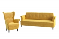 Komplet nábytku do obývacího pokoje Ušák - Křeslo a Pohovka Vilano  žlutý komplet do obývacího pokoje 