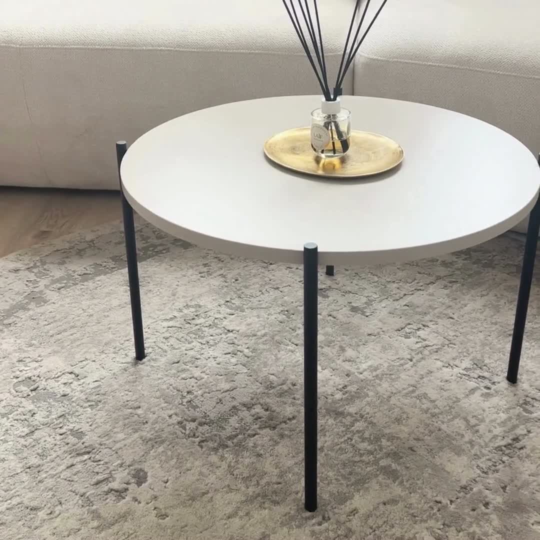 Konferenčný stolík Sonatia 60 cm okrúhly na kovových nohách - olivová Konferenčný stolík Sonatia 60 cm okragly na kovových nohách - Oliva