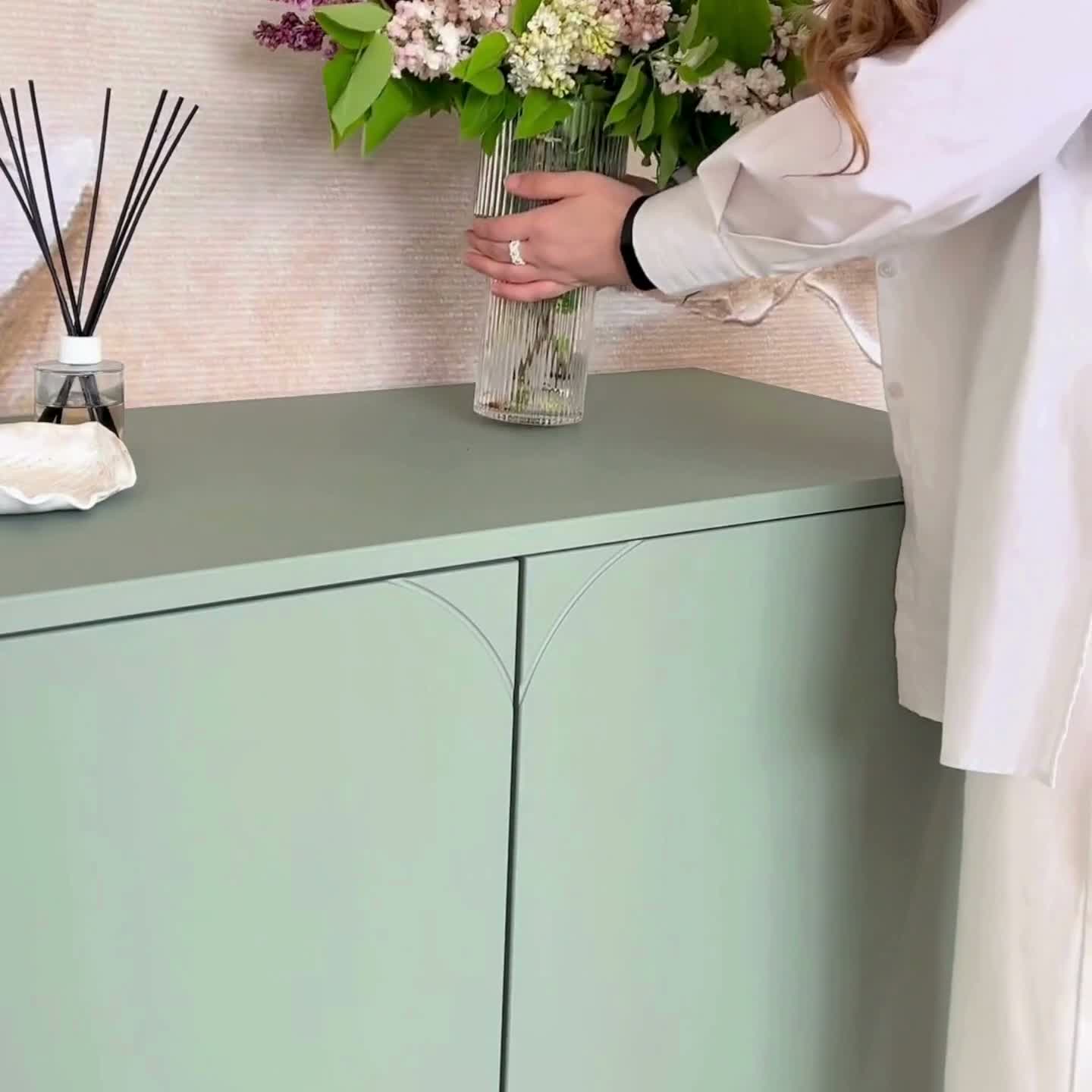 Komoda Sonatia II 150 cm so 4 ukrytými zásuvkami - olivová zelená Komoda