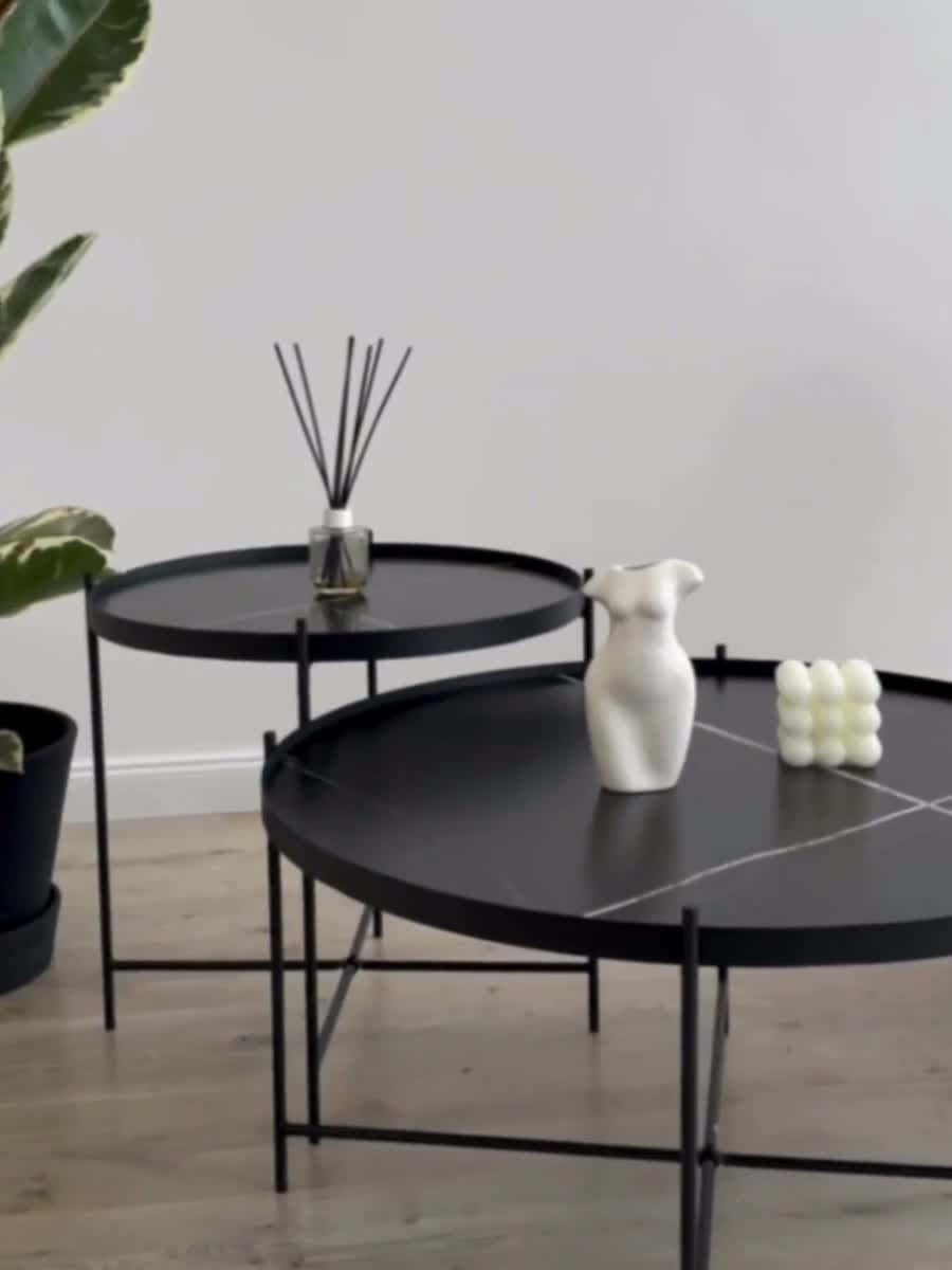 Súprava konferenčných stolíkov Mensa - čierny mramor Komplet Stolíkow kawowych Mensa - Čierny mramor