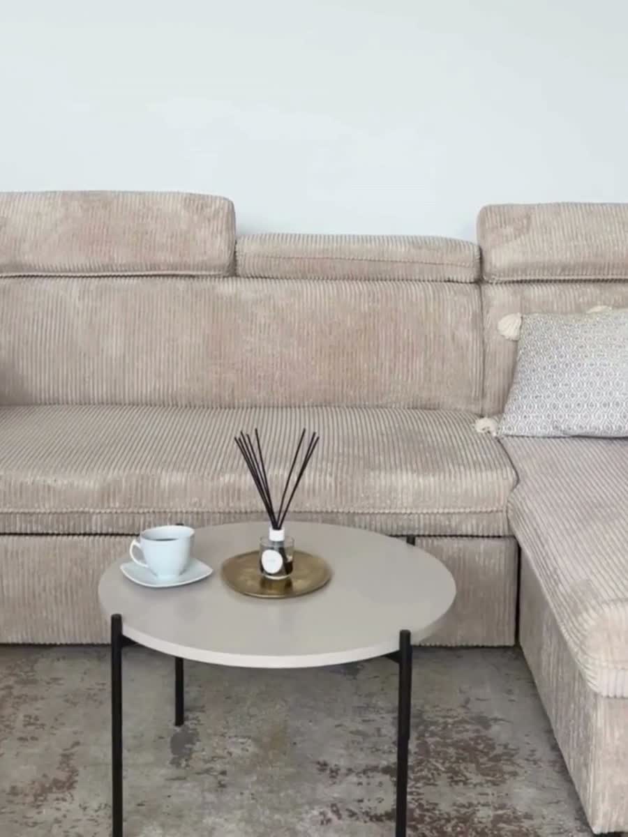 Rozkladacia rohová sedacia súprava Barcelia Mini univerzálna - béžový menčester Anafi 22 Rohová sedacia súprava s funkciou spania Barcelia Mini - béžový MENČESTER ľahkočistiaci Anafi 22