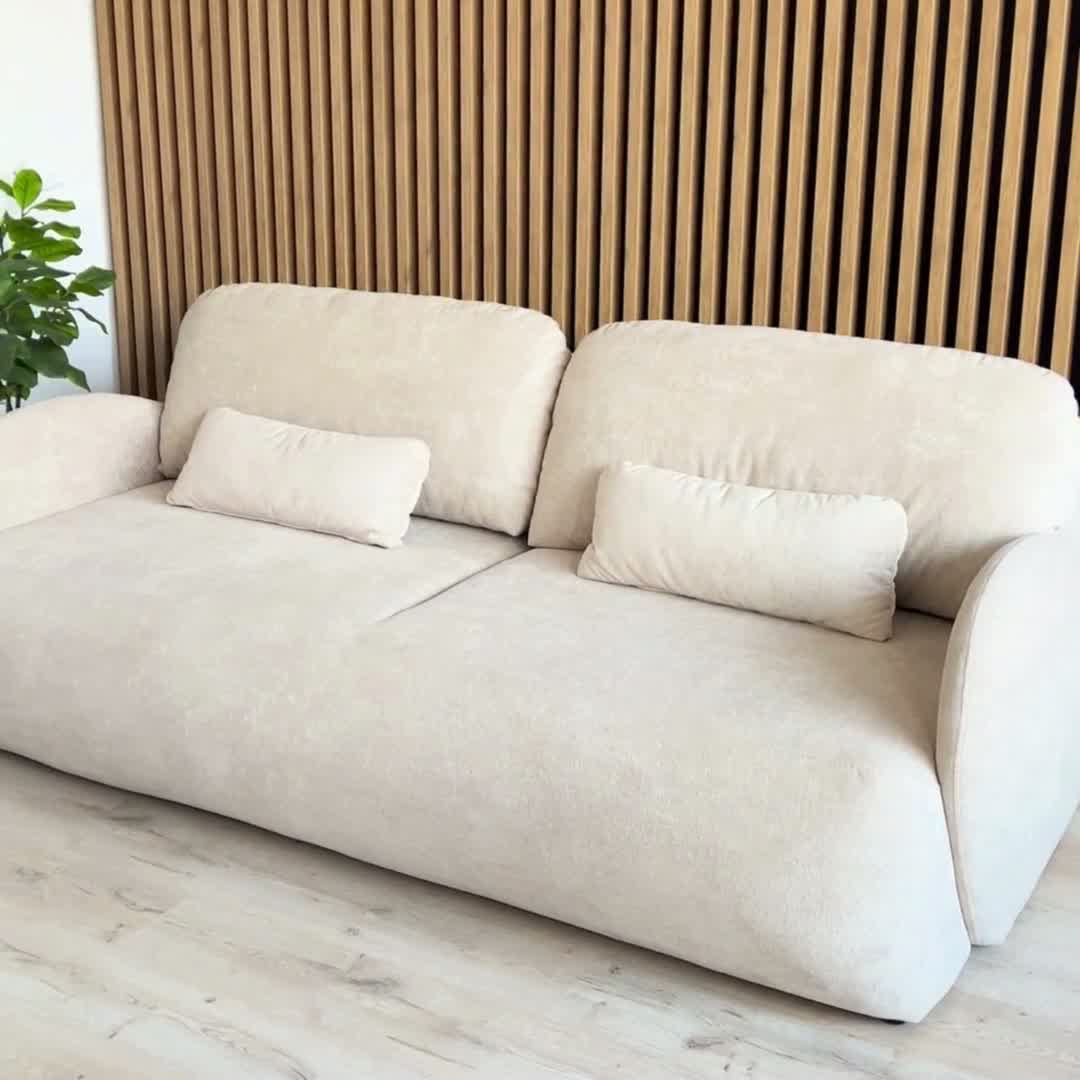 Rozkladacia pohovka Dinel - béžová pletenina Freya 210.03 Pohovka s funkciou spánku Dinel - Béžová dzianina Freya 210.03