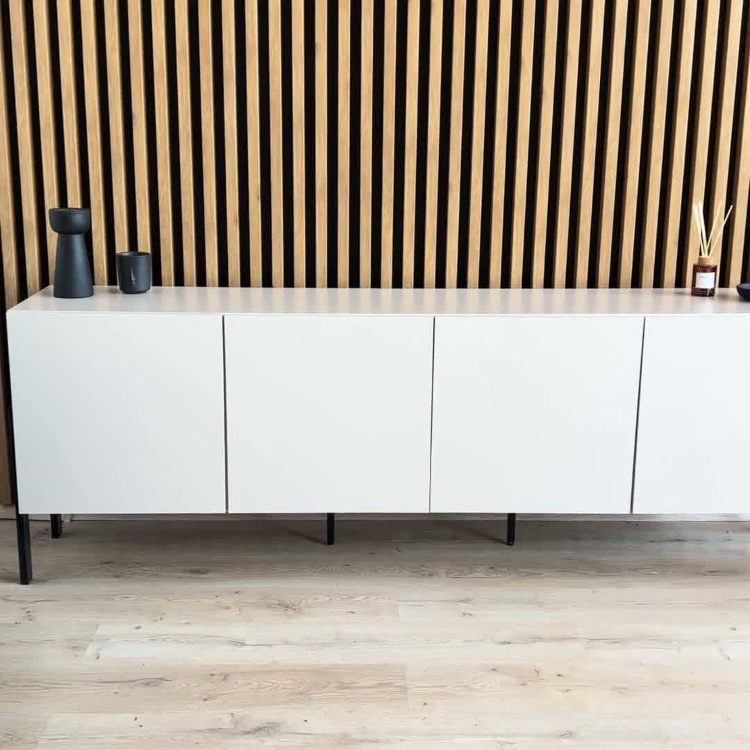 TV stolek Jukon 204 cm se zásuvkami - kašmír / černé nožky skříňka RTV Wezilo 40 se zásuvkami 204 cm - kašmír / černé nožičky