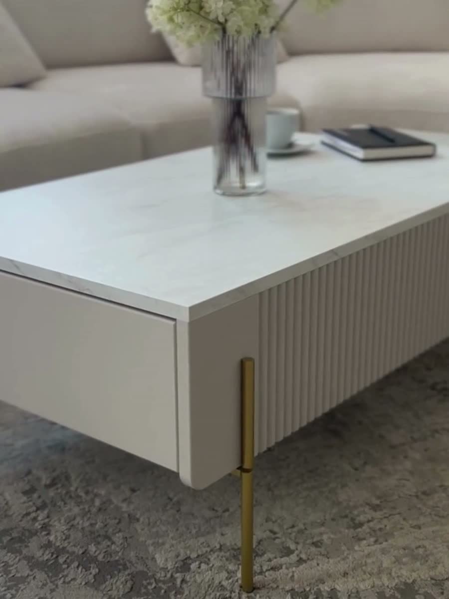 Konferenčný stolík Malmi 100 cm - čierny mat / čierna Stolík kawowy Malmi 100 cm so zásuvkami - Čierny mat / čierny nozki