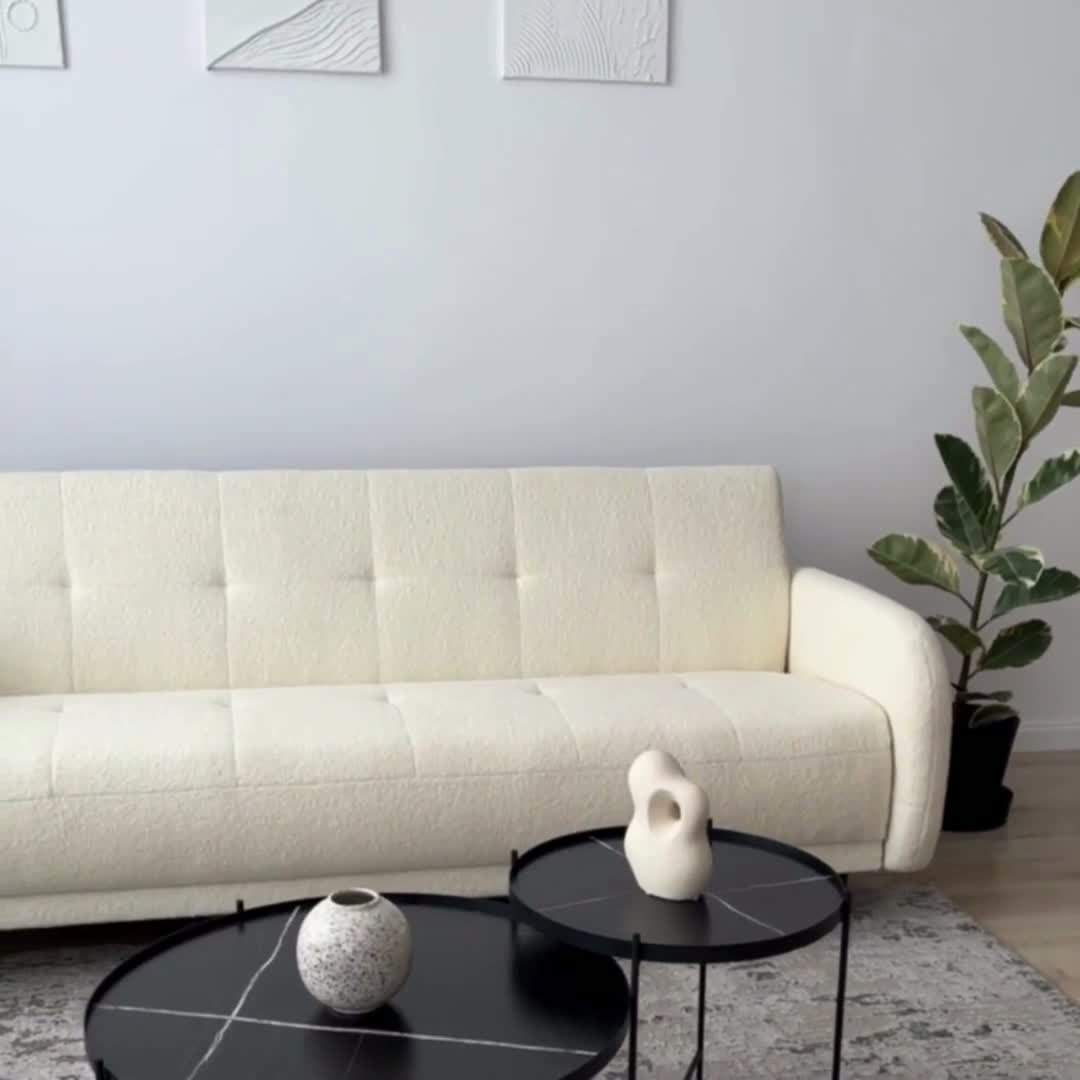 Rozkládací pohovka Linda - béžová Lambi 8 Pohovka Linda rozkladana pro obývacího pokoje - béžová boucle Lambi 8