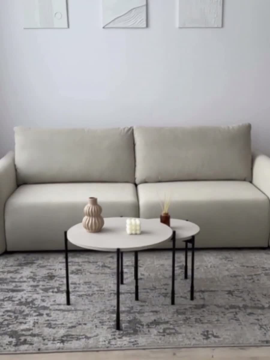 Rozkladacia pohovka Calma - béžová hydrofóbna pletenina Curio 09 Pohovka Calma rozkladana - Béžová dzianina hydrofobowa Curio 09