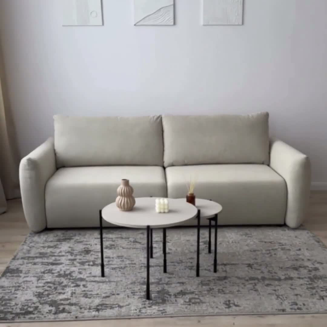 Rozkládací pohovka Calma - šedá Curio 93 Pohovka Calma rozkladana - šedá Pletenina hydrofobowa Curio 93