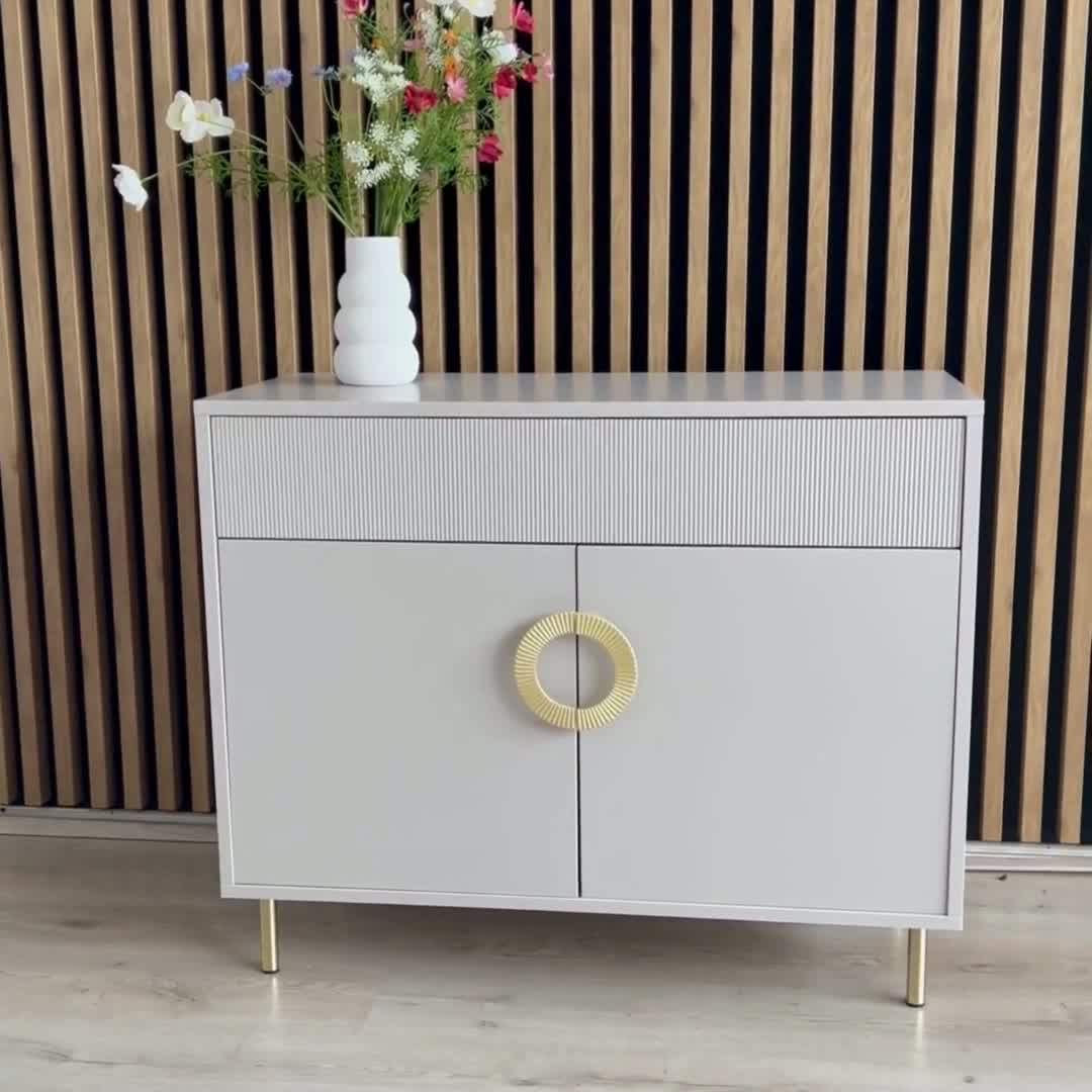 Komoda Nubo 100 cm dvojdverová so zásuvkou - kašmír / čierna Komoda Nubo 100 cm dvojdverová z szuflada - kašmír / Čierny