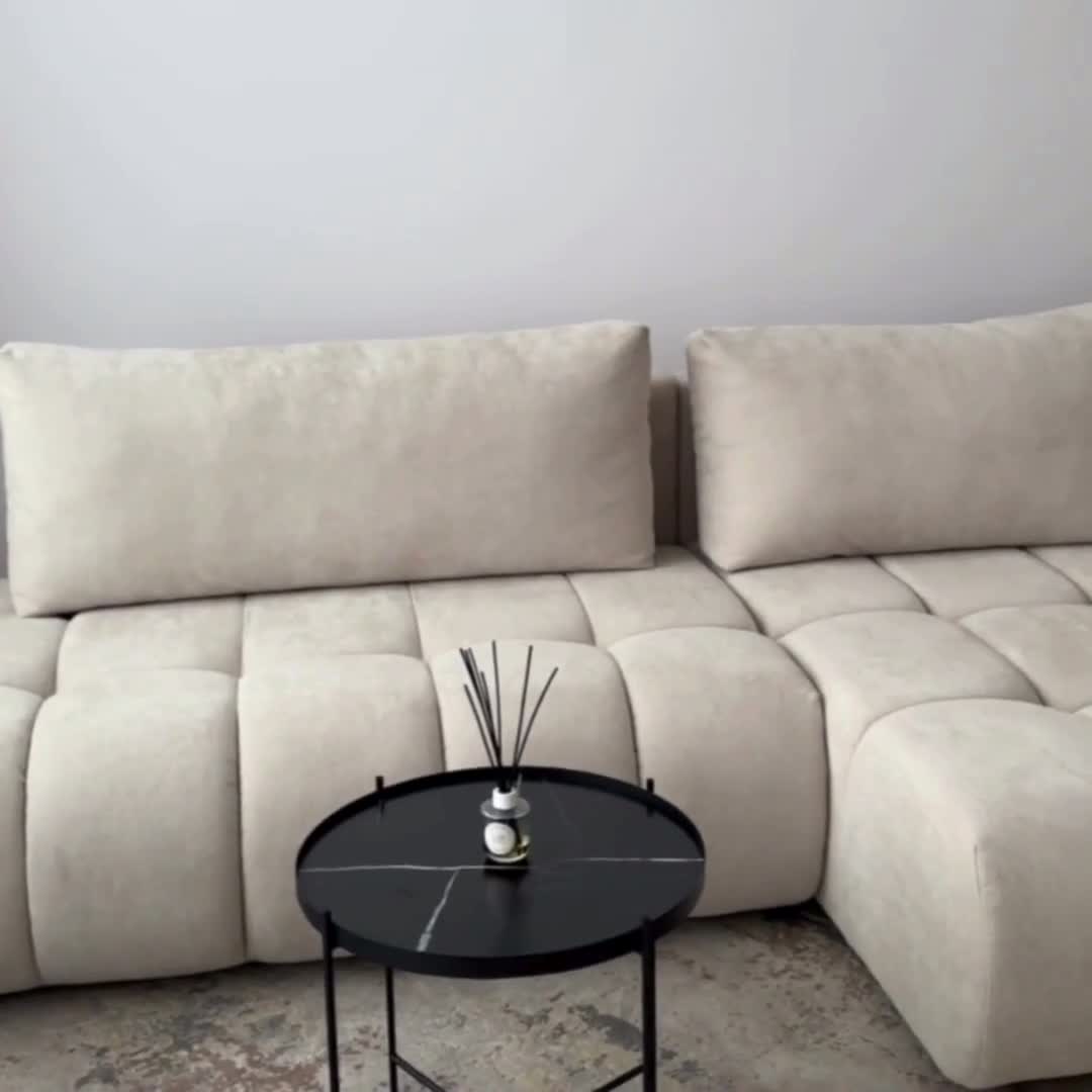 Rozkladacia rohová sedačka Lutario L II ľavá - sivá hydrofóbna pletenina Venice 2023 Rohová sedacia súprava Lutario L II s funkciou spánku Ľavá strana - šedá plecionka hydrofobowa Venice 2023