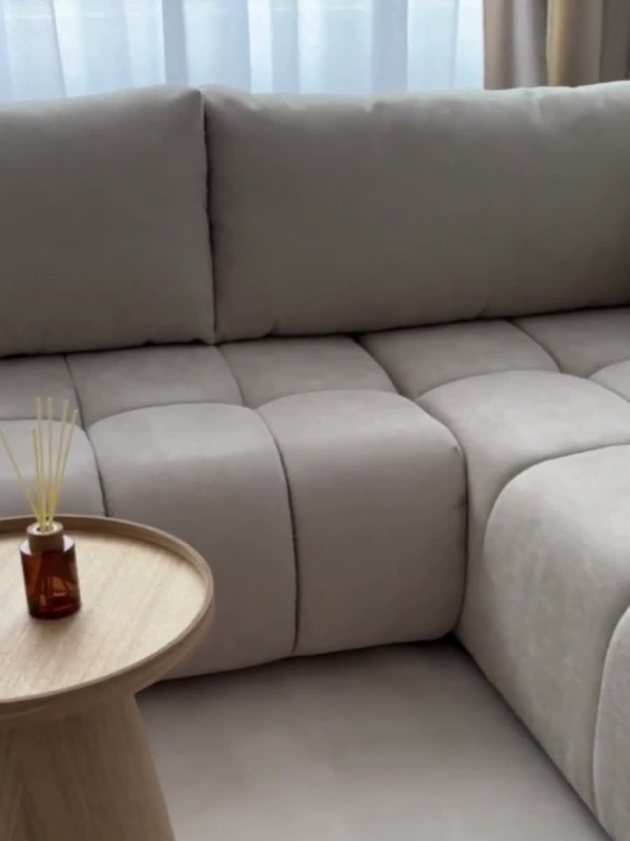 Rozkladacia rohová sedačka Lutario L ľavá - béžová hydrofóbna pletenina Venice 2026 Rohová sedacia súprava Lutario L s funkciou spánku Ľavá strana - Béžová plecionka hydrofobowa Venice 2026