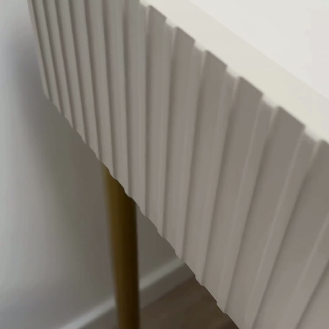 Toaletní stolek Nicole 100 cm se zásuvkami - kašmír / zlaté nohy moderní konzole / Toaletní stolek se zásuvkami Nicole 100 cm - kašmír / zlaté nozki