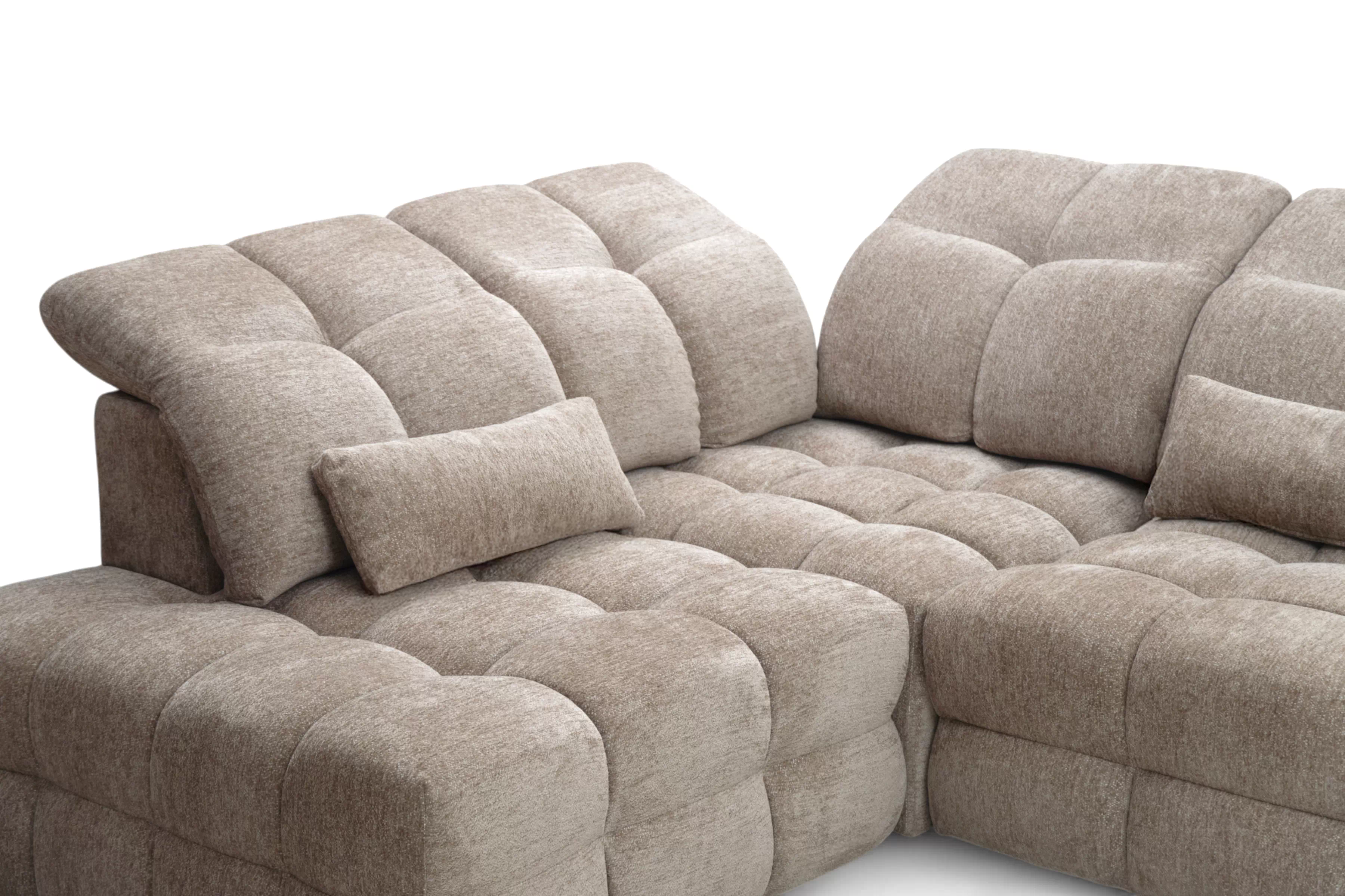 Rohová sedacia súprava Magnelio Prestige ľavá s elektrickým výsuvom sedáka - béžová látka Boucle Raven 34  Rohová sedacia súprava Magnelio Prestige L s elektricky výsuvným sedákem Ľavá strana - Béžová boucle Raven 34 