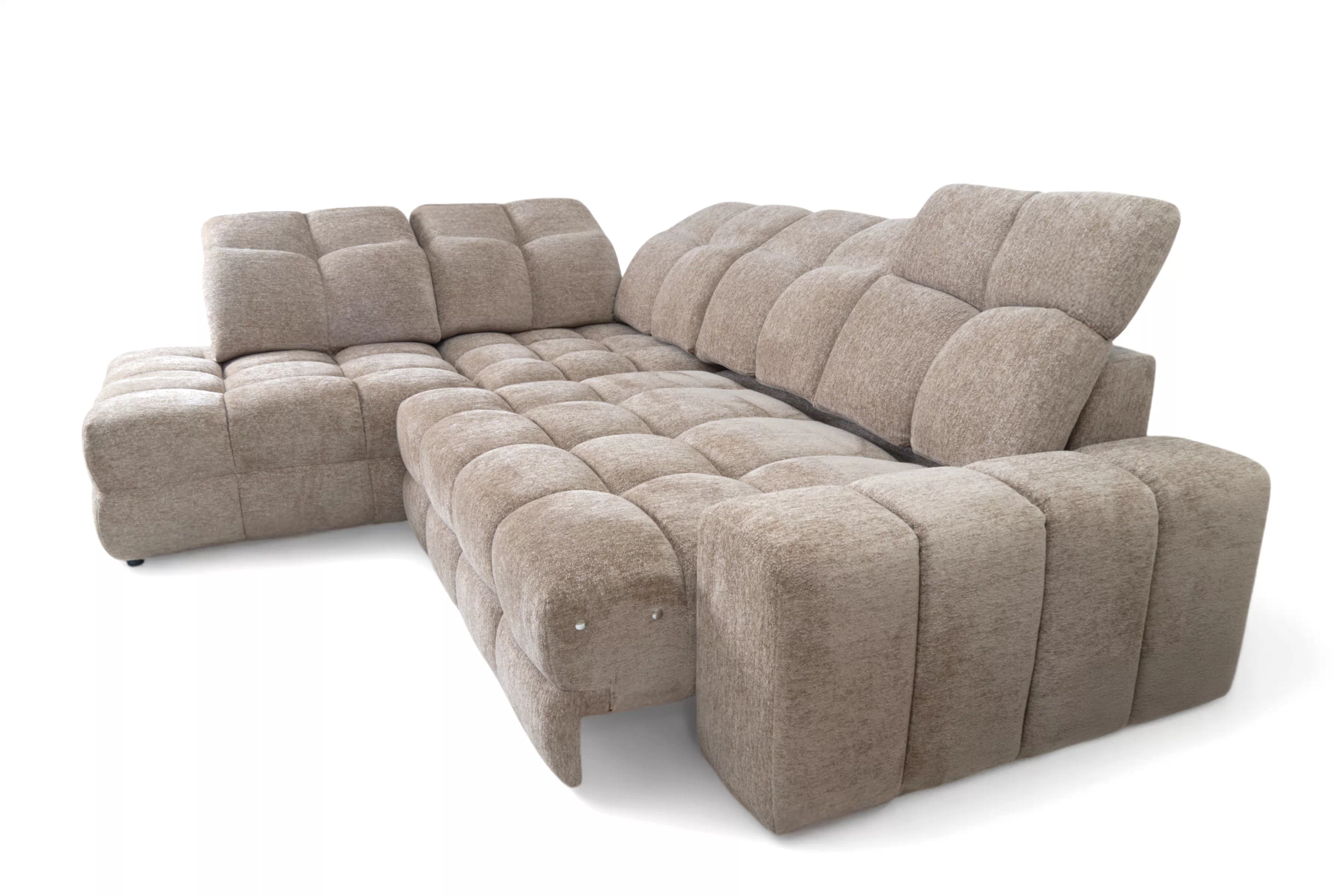 Rohová sedacia súprava Magnelio Prestige ľavá s elektrickým výsuvom sedáka - béžová látka Boucle Raven 34  Rohová sedacia súprava Magnelio Prestige L s elektricky výsuvným sedákem Ľavá strana - Béžová boucle Raven 34 