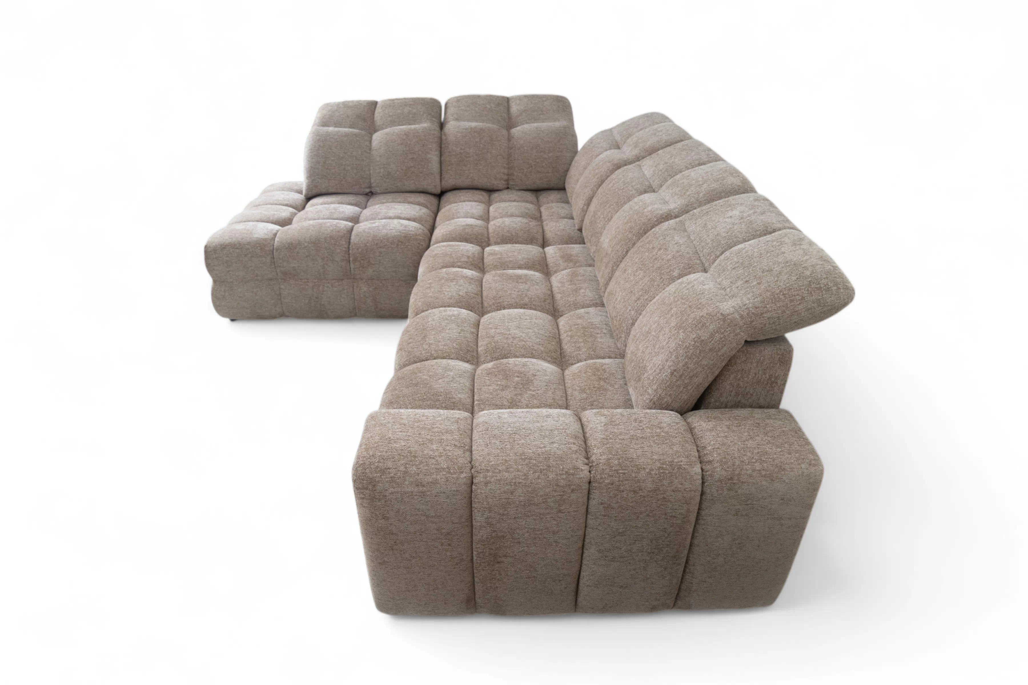 Rohová sedacia súprava Magnelio Prestige ľavá s elektrickým výsuvom sedáka - béžová látka Boucle Raven 34  Rohová sedacia súprava Magnelio Prestige L s elektricky výsuvným sedákem Ľavá strana - Béžová boucle Raven 34 