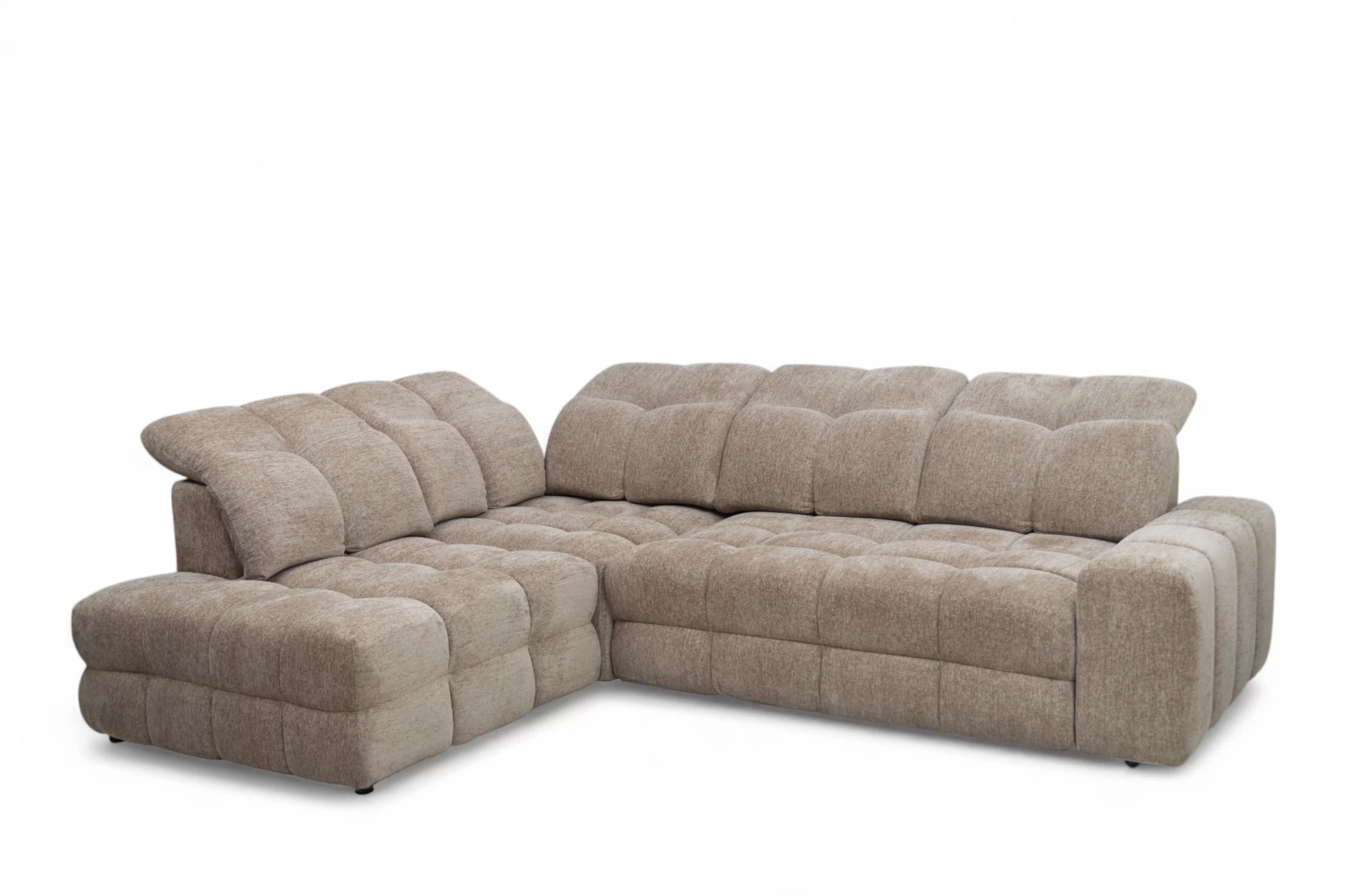 Rohová sedacia súprava Magnelio Prestige ľavá s elektrickým výsuvom sedáka - béžová látka Boucle Raven 34  Rohová sedacia súprava Magnelio Prestige L s elektricky výsuvným sedákem Ľavá strana - Béžová boucle Raven 34 