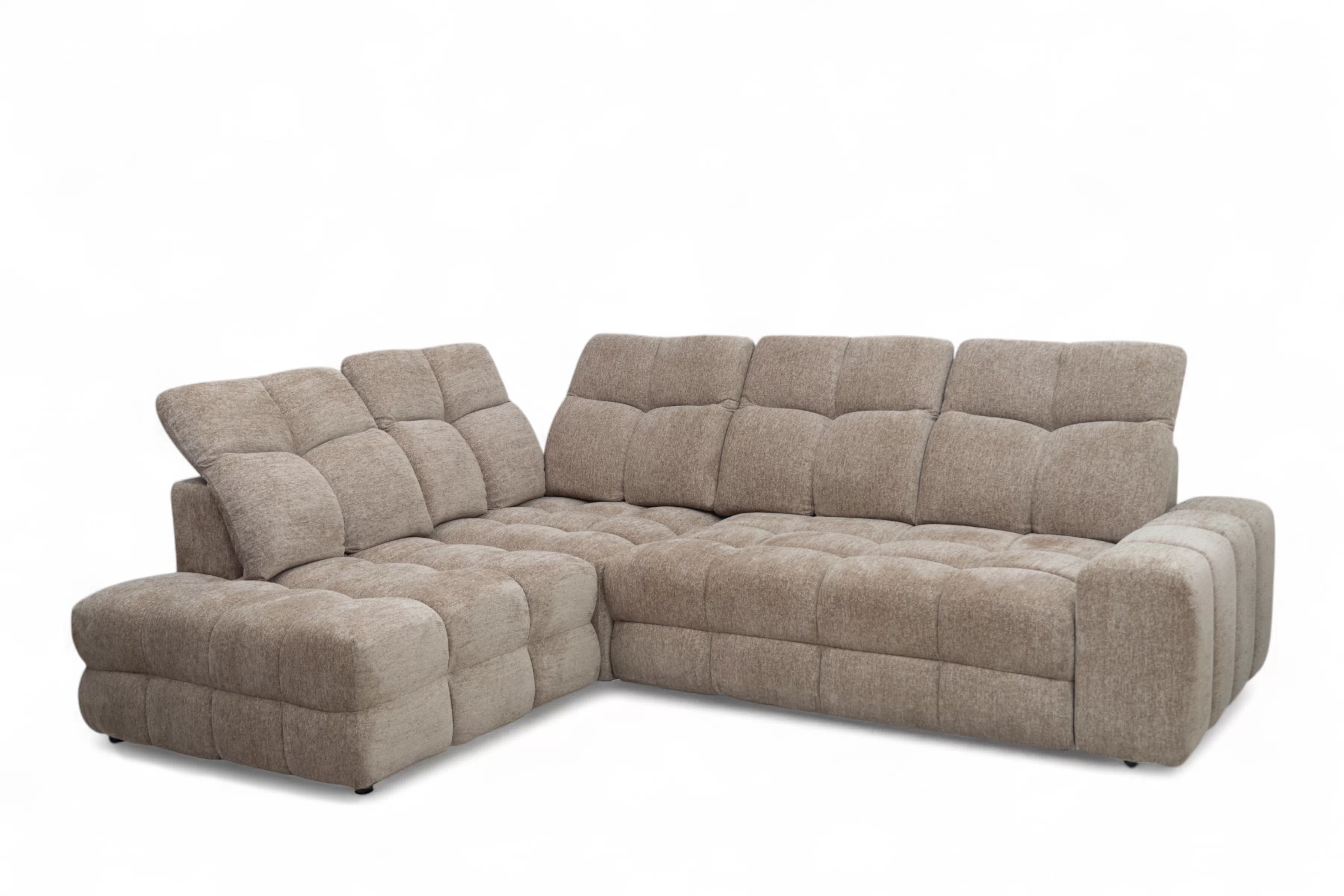 Rohová sedacia súprava Magnelio Prestige ľavá s elektrickým výsuvom sedáka - béžová látka Boucle Raven 34  Rohová sedacia súprava Magnelio Prestige L s elektricky výsuvným sedákem Ľavá strana - Béžová boucle Raven 34 