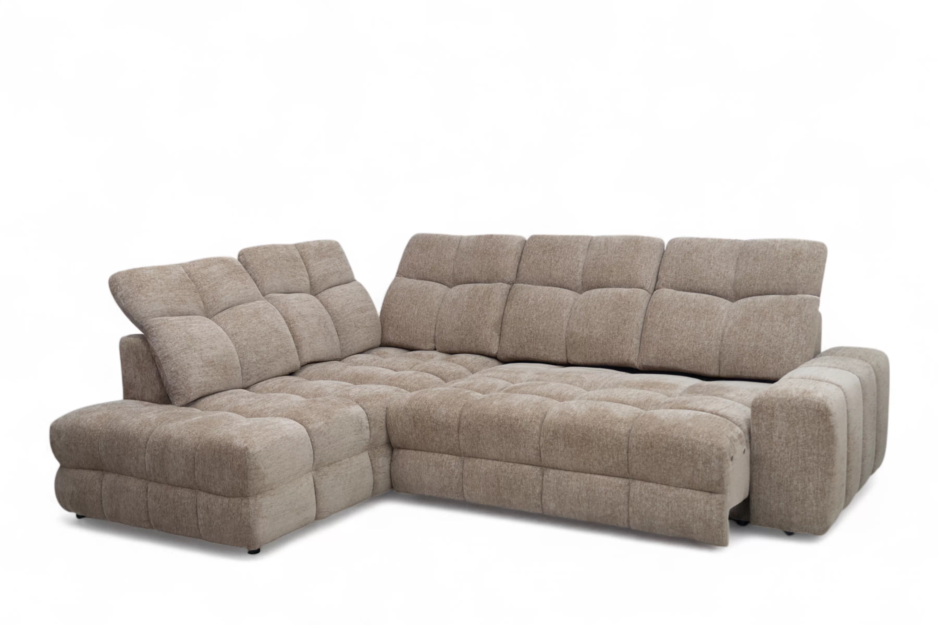 Rohová sedacia súprava Magnelio Prestige ľavá s elektrickým výsuvom sedáka - béžová látka Boucle Raven 34  Rohová sedacia súprava Magnelio Prestige L s elektricky výsuvným sedákem Ľavá strana - Béžová boucle Raven 34 