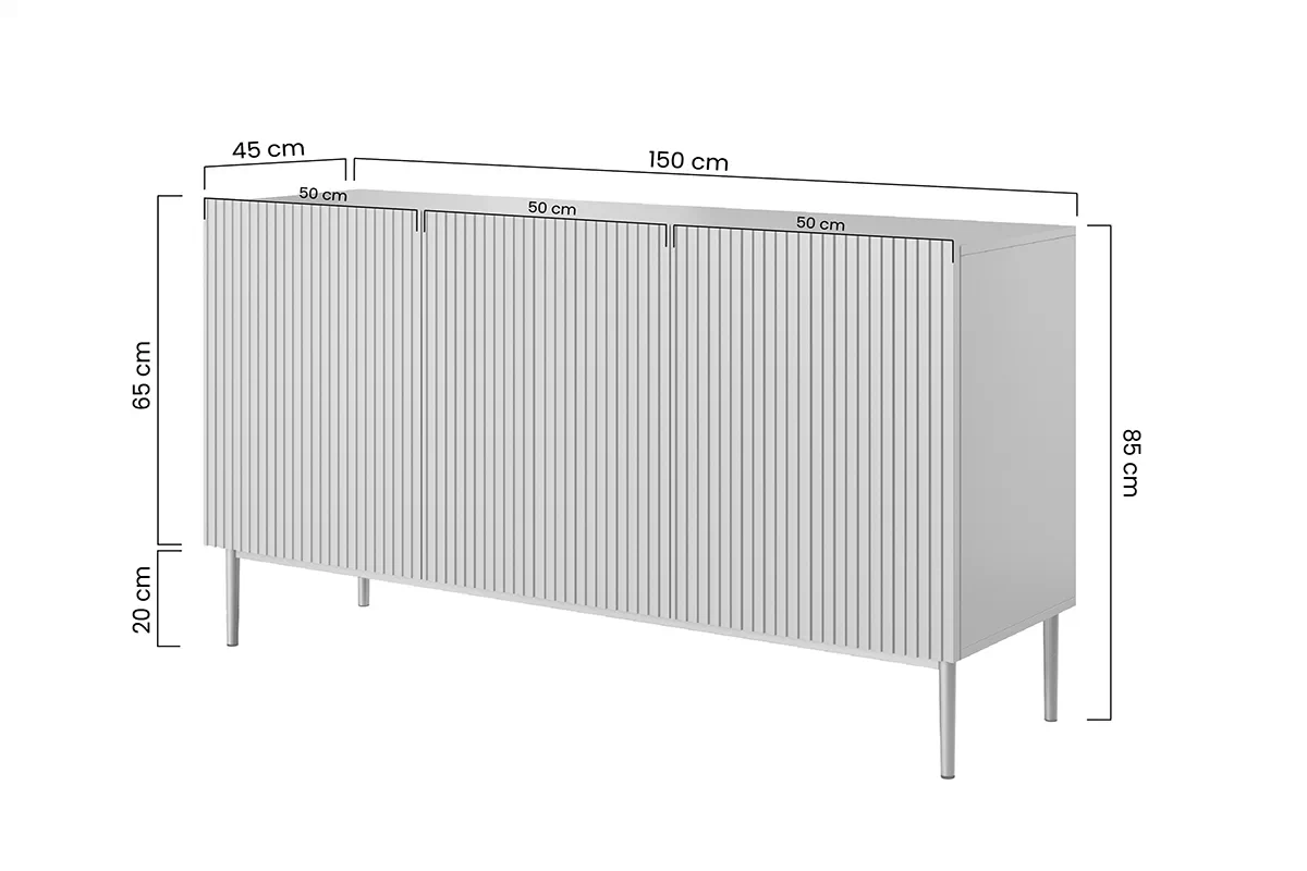 Komoda Nicole 150 cm s frézovanou přední částí i metalowymi nogami - černá mat / černá nozki - Výprodej z expozice Komoda Nicole 150 cm s frézovanou přední částí i metalowymi nogami - černá mat / černá nozki - Výprodej z expozice