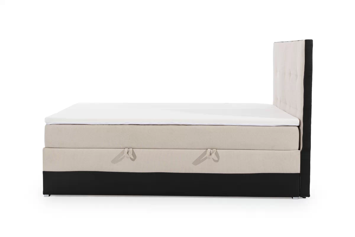 Boxspring posteľ Damaco 160x200 s úložným priestorom - béžová pletenina Soro 21 / čierna ekokoža Soft 11  - Koncovka série Boxspring posteľ s úložným priestorom Damaco 160x200 - Ružová plecionka Soro 61 / Čierna eksoskora Soft 11 