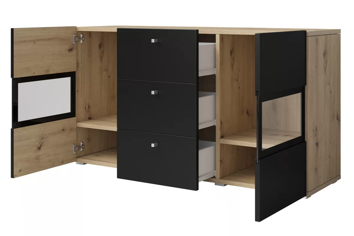 Komoda so zásuvkami Baros 26 - 132 cm - Dub artisan / Čierny mat - Limitovaná ponuka expozície Komoda so zásuvkami Baros 26 - 132 cm - Dub artisan / Čierny mat - Limitovaná ponuka expozície