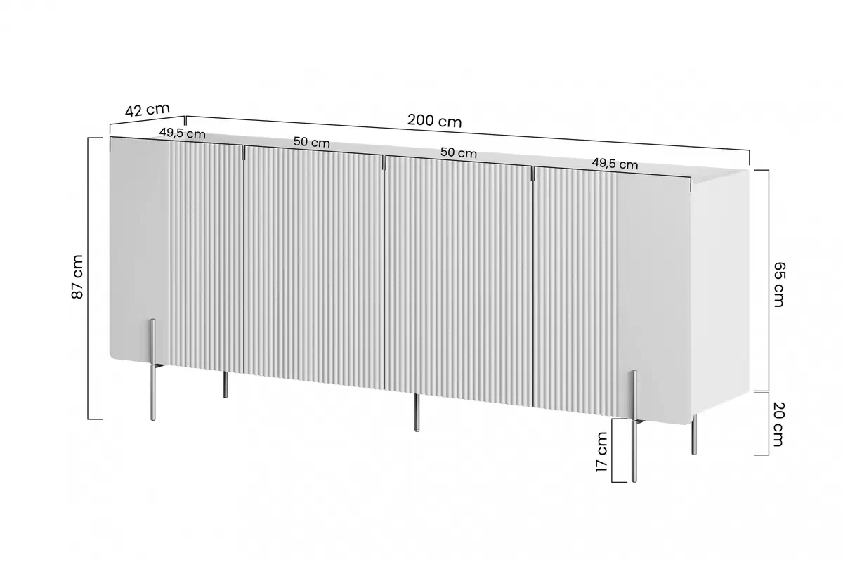 Komoda Malmi 200 cm - kašmír / černá nozki - Omezená nabídka z expozice Komoda Malmi 200 cm - kašmír / černá nozki - Omezená nabídka z expozice