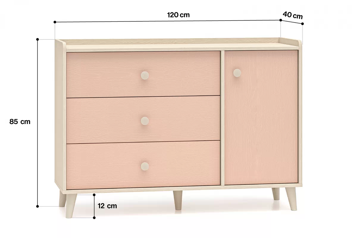 Komoda dziecieca Marla 120 cm se zásuvkami - piasek pustyni / Růžová / millenial pink - Omezená nabídka z expozice Komoda dziecieca Marla 120 cm se zásuvkami - piasek pustyni / Růžová / millenial pink - Omezená nabídka z expozice