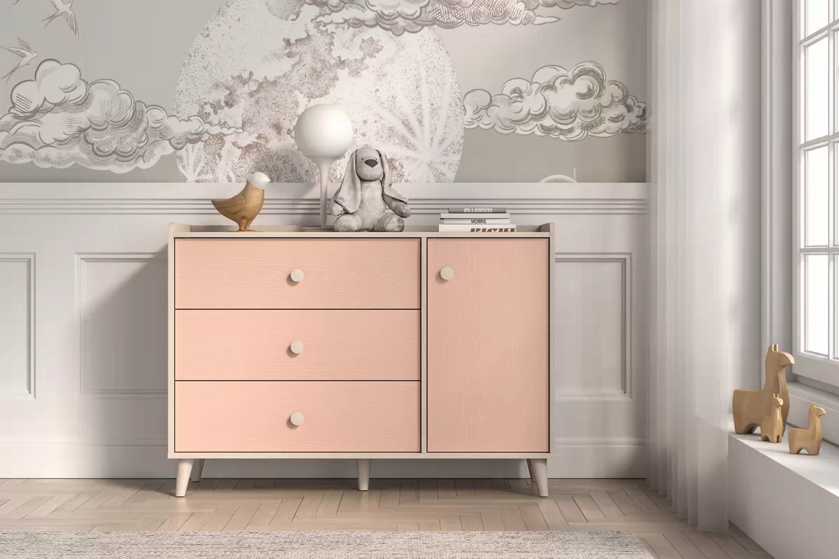 Komoda dziecieca Marla 120 cm se zásuvkami - piasek pustyni / Růžová / millenial pink - Omezená nabídka z expozice Komoda dziecieca Marla 120 cm se zásuvkami - piasek pustyni / Růžová / millenial pink - Omezená nabídka z expozice