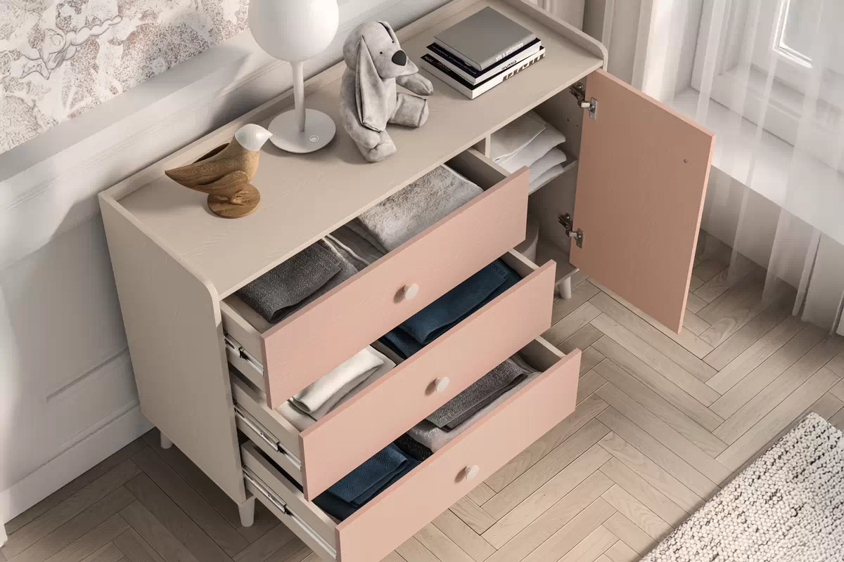 Komoda dziecieca Marla 120 cm se zásuvkami - piasek pustyni / Růžová / millenial pink - Omezená nabídka z expozice Komoda dziecieca Marla 120 cm se zásuvkami - piasek pustyni / Růžová / millenial pink - Omezená nabídka z expozice