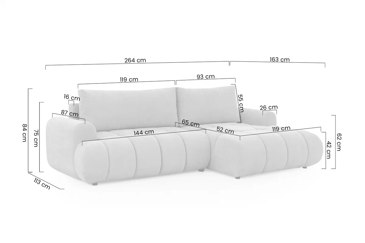 Rohová sedačka Lutario Mini s rozkladem levá - šedá látka Nazar 225.03 Lutario Mini levá - Nazar 225.03