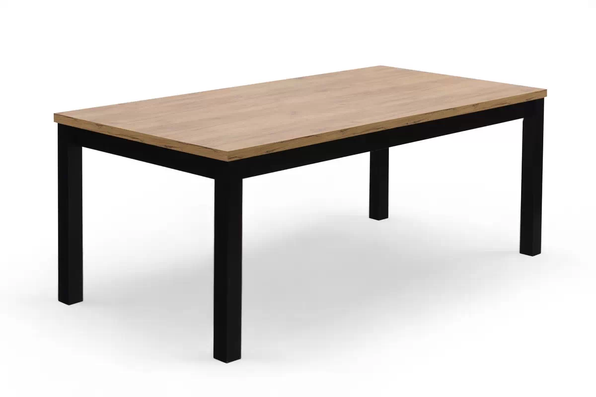 Rozkládací jídelní stůl Werona 140-180x80 cm - dub wotan / černé nohy Stůl rozkladany pro jídelny 140-180x80 cm Werona na drewnianych nogach - dub wotan / černé nožičky