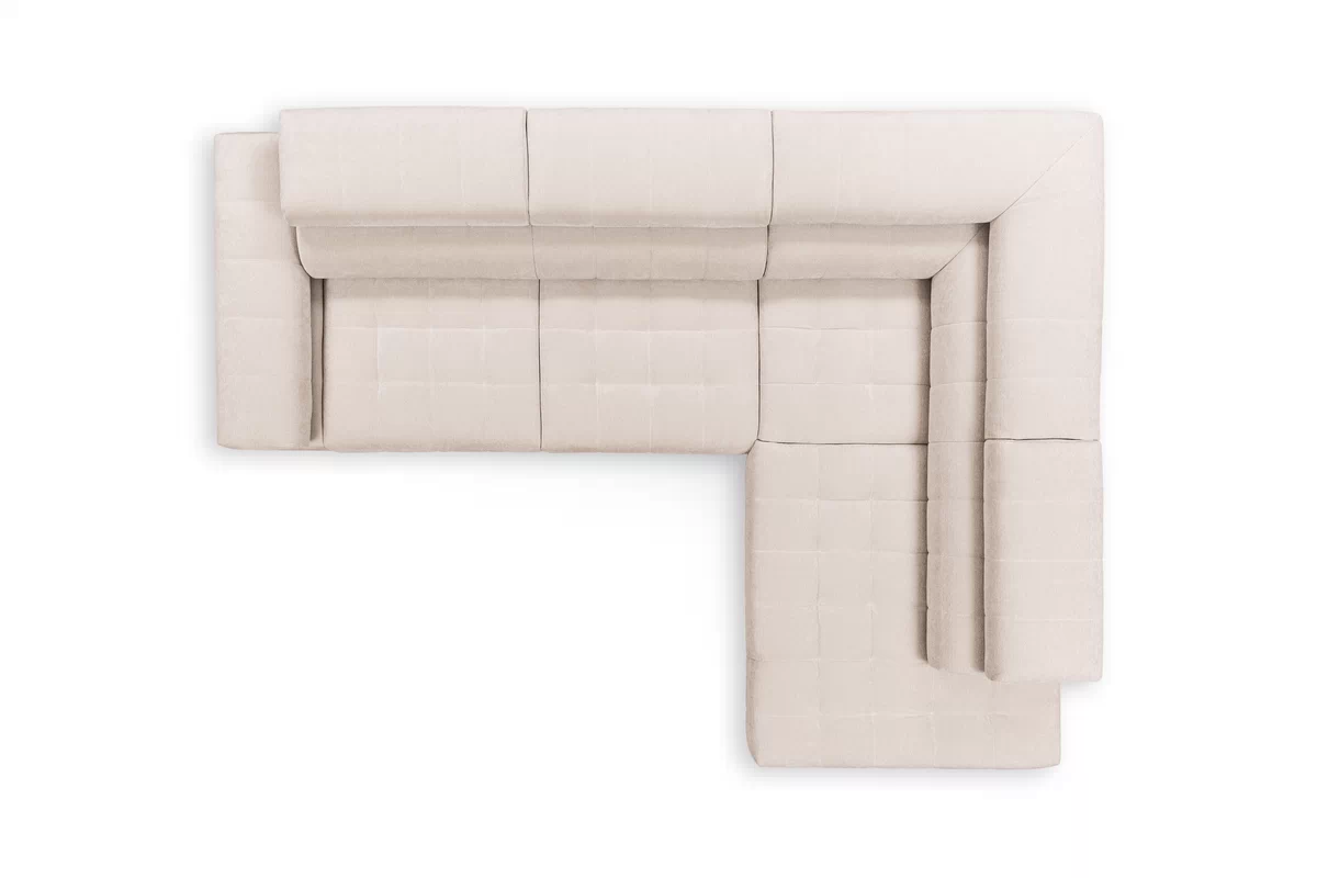 Rozkládací rohová sedací souprava Tyrion L pravá - béžová látka Ditra New 20 Rohová sedací souprava pravá rozkladany pro obývacího pokoje Tyrion L - béžová šenil Ditra New 20