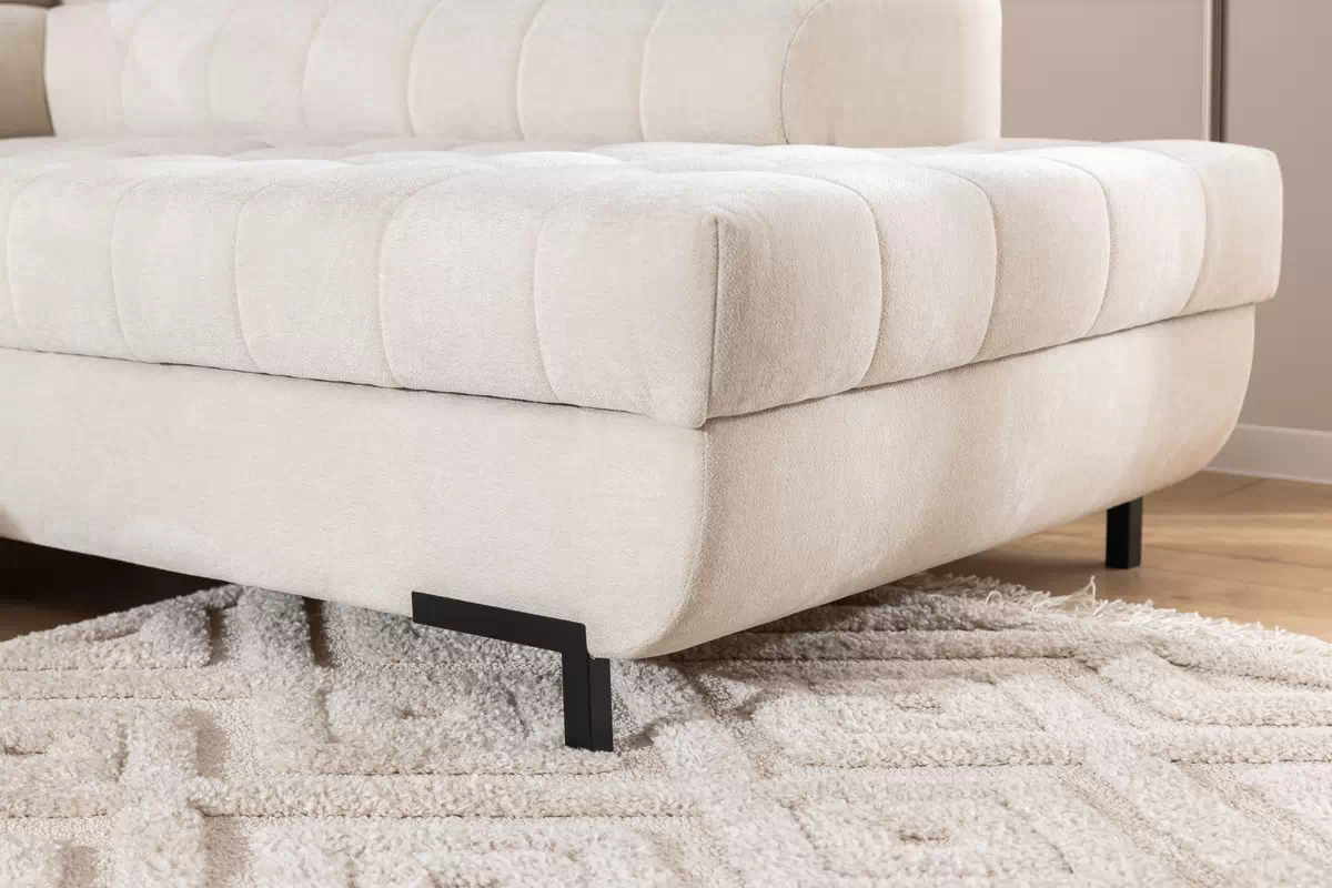 Rozkládací rohová sedací souprava Tyrion L pravá - béžová látka Ditra New 20 Rohová sedací souprava pravá rozkladany pro obývacího pokoje Tyrion L - béžová šenil Ditra New 20