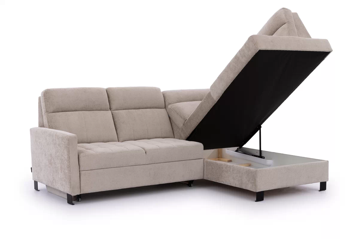 Rohová pohovka Gespano L pravostranná s úzkou područkou - grafitový snadno čistitelný samet Zetta 305 Rohová sedací souprava Gespano L pravá z waskim bokiem - grafitová samet latwoczyszczacy Zetta 305