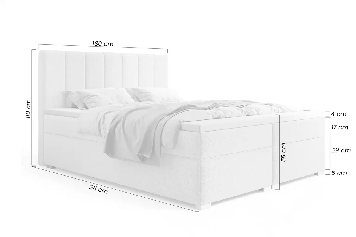 Kontinentálna posteľ Mareli 180x200 s úložným priestorom - čierna bouclé Quelle 100 Boxspring posteľ Mareli 180x200 s úložným priestorom - Čierna bukla Quelle 100