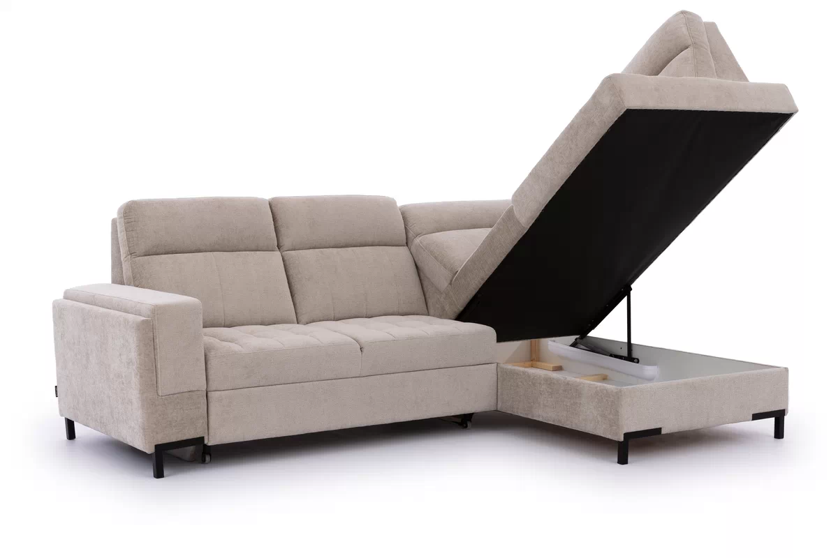 Rohová pohovka Gespano L pravostranná se širokým, vyříznutým bokem - béžový šenil Perfect harmony 07 Rohová sedací souprava Gespano L pravá z szerokim, wcietym bokiem - Perfect harmony 07